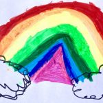 Kinderbild Wolken mit Regenbogen