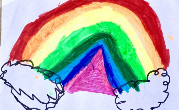 Kinderbild Wolken mit Regenbogen