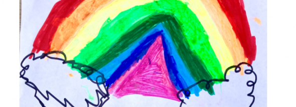 Kinderbild Wolken mit Regenbogen